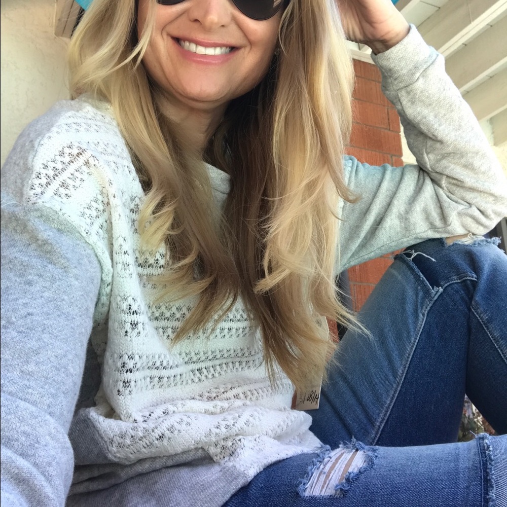 Gray Crocheted Sweat Shirt ☀️Sale